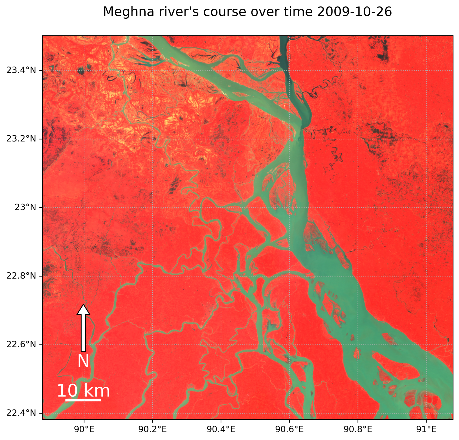 Watching the Change of Meghna in Bangladesh: 1988 to 2011