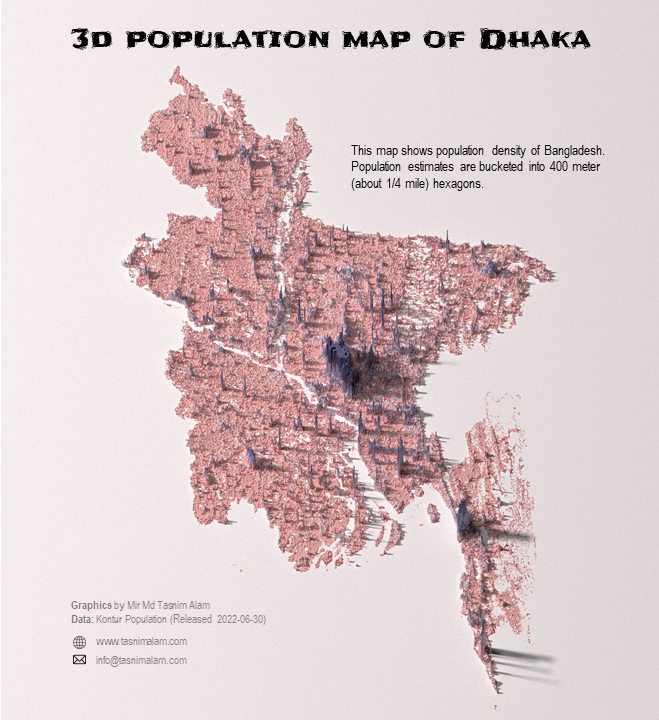 3D Population Map of Dhaka